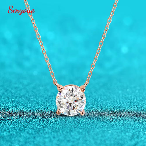 1-5CT Rose Gold Color Moissanite Necklace for Women D Color Sparkling Classic Lab Diamon Pendant Sterling Silver 925 100%