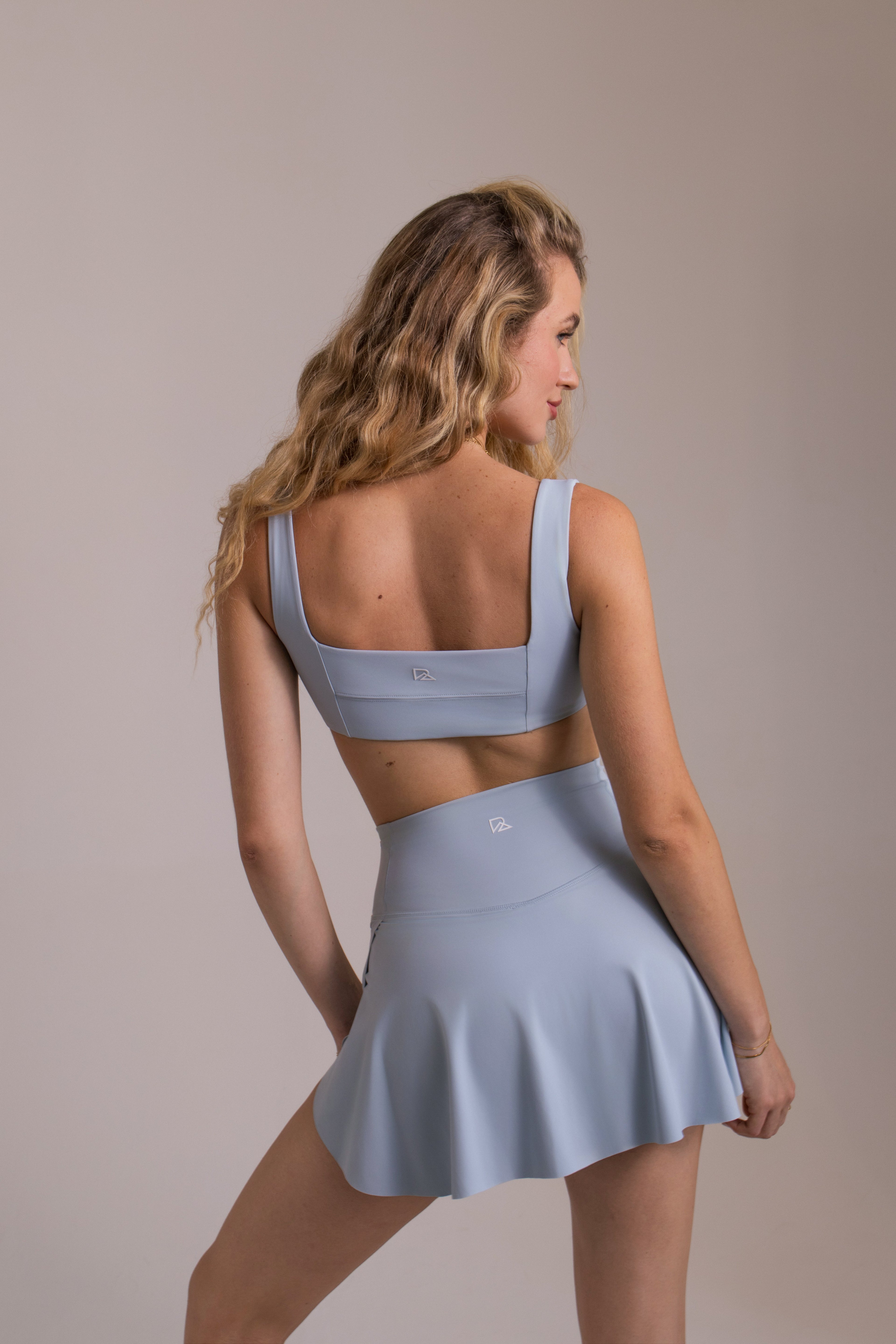 Women's Athletic Skort with Built-In Shorts & Pockets - Baby Blue | LuxeForm Criss-Cross Waist